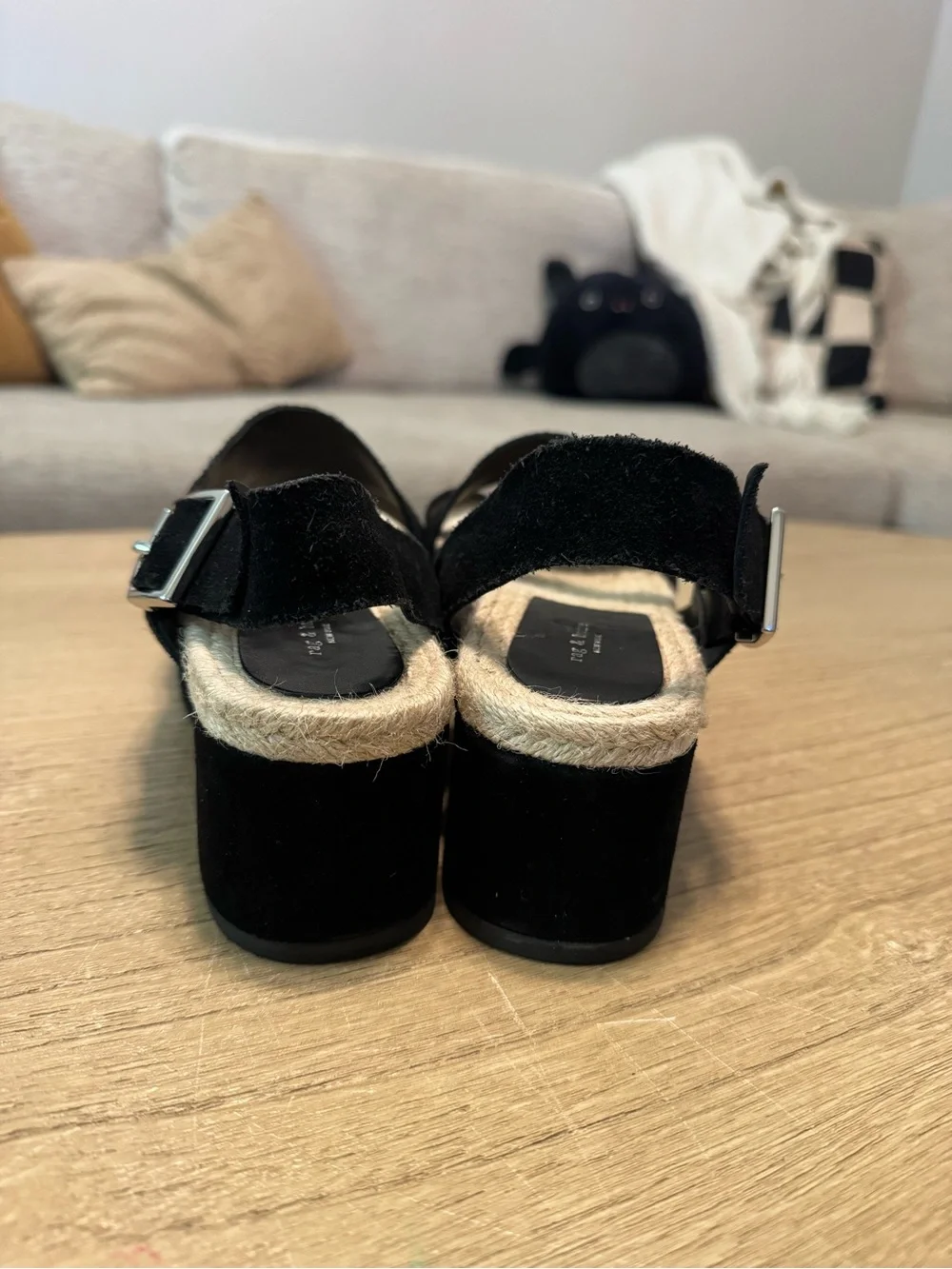 rag & bone Black Suede Platform Espadrille Sandals